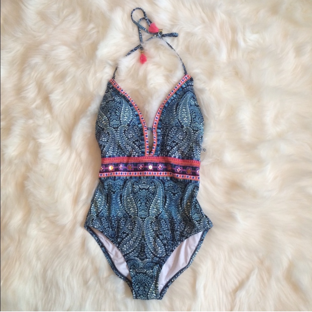 Nanette Lepore Blue And Pink Bodysuit One Piece
